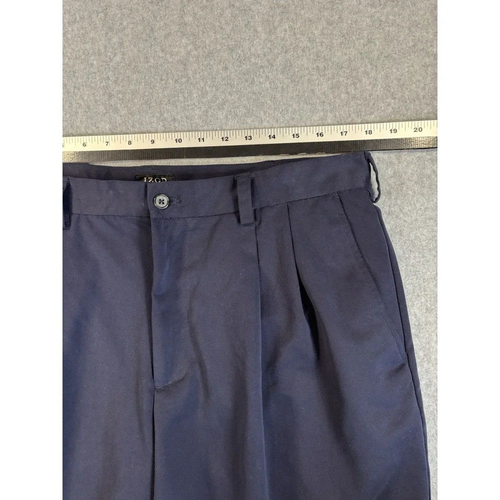 Izod Golf Shorts Men's 36 Pleated Navy Blue Old Money Academic Athleisure Preppy